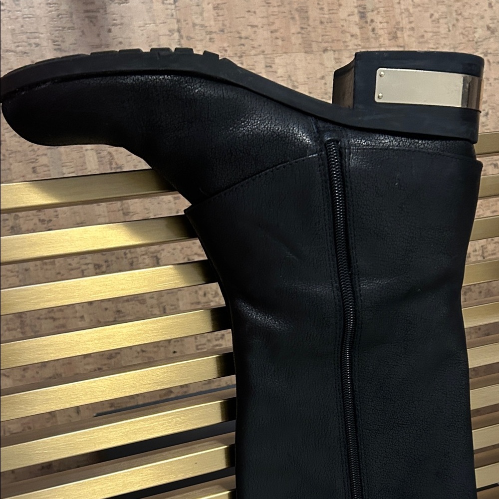 Vince Camuto Black & Gold Zipper Contemporary Boots - Picture 12 of 16